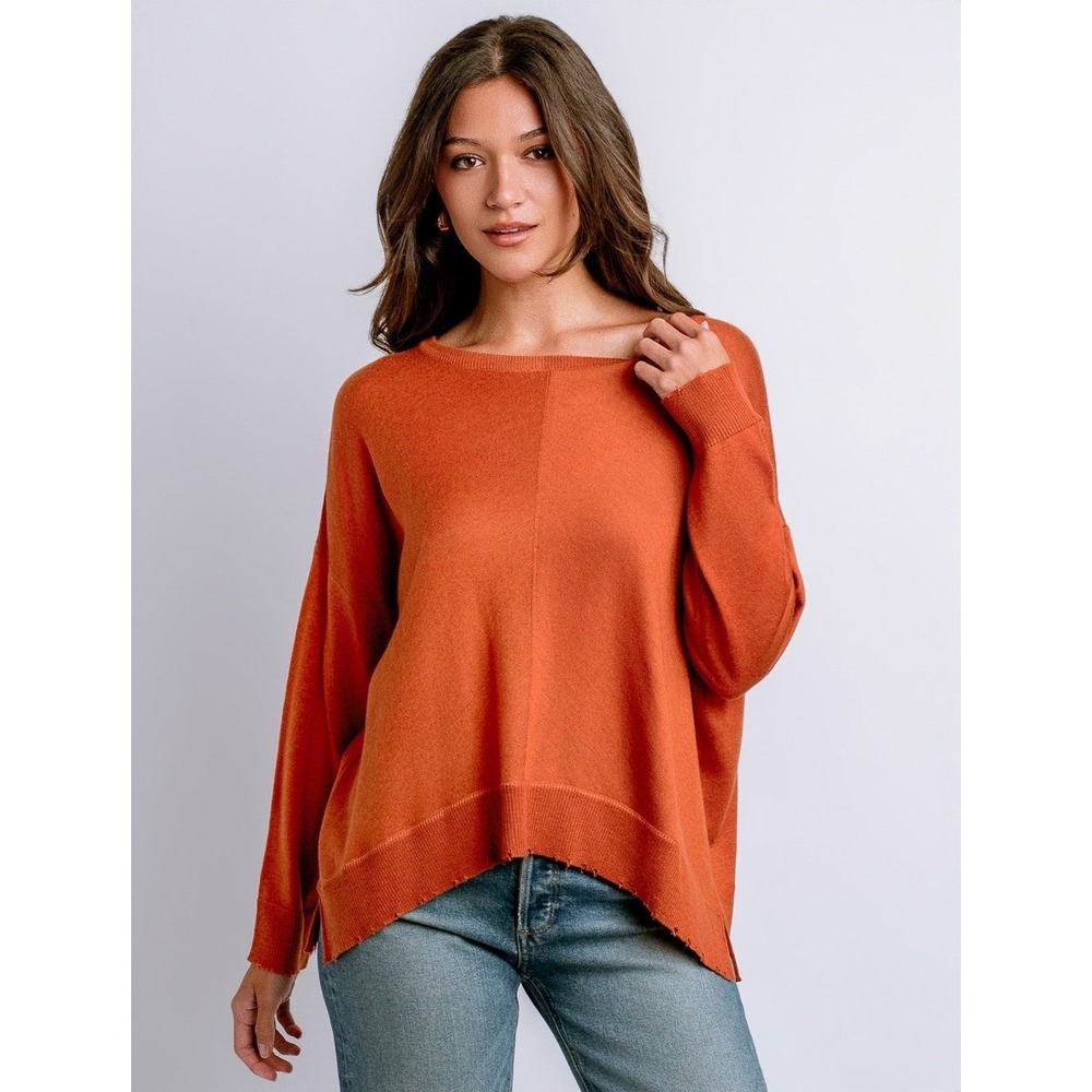 Kerisma Lawson Top Mercerized wool lightweight sweater, Size S/M Burnt Orange